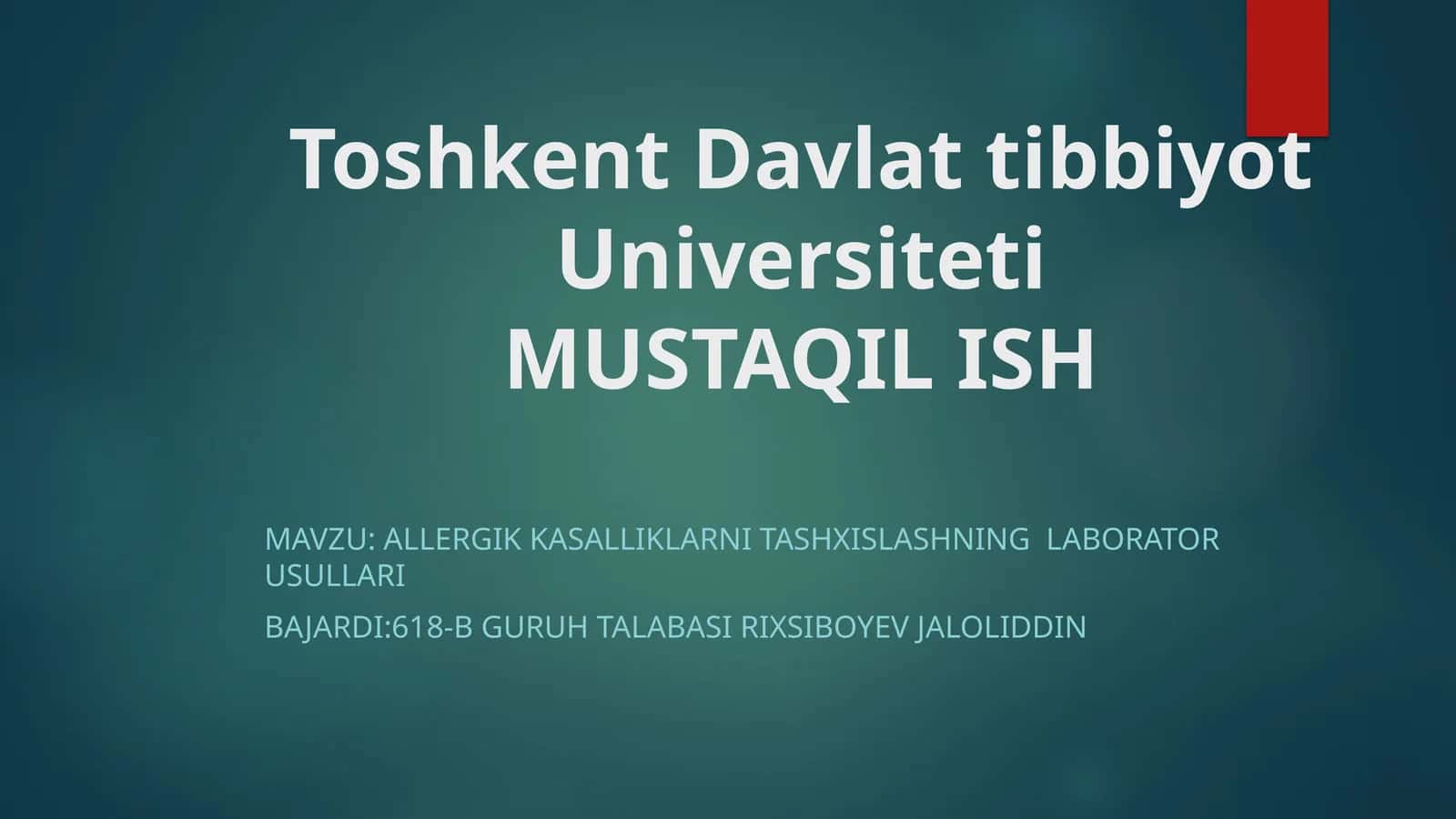 Allergologis kasalliklarni tashxislash 1