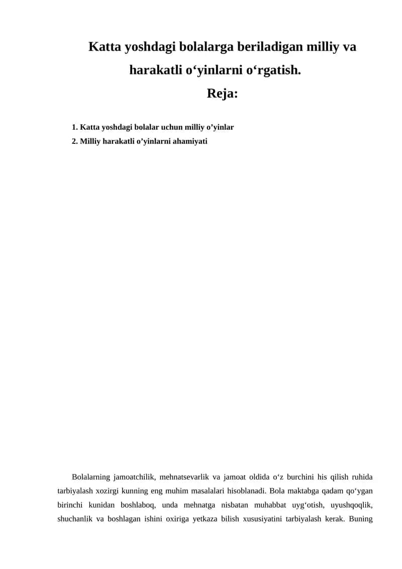 Milliy va harakatli o‘yinlar 1