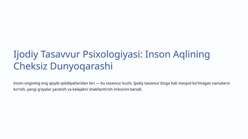 Ijodiy Tasavvur Psixologiyasi 1