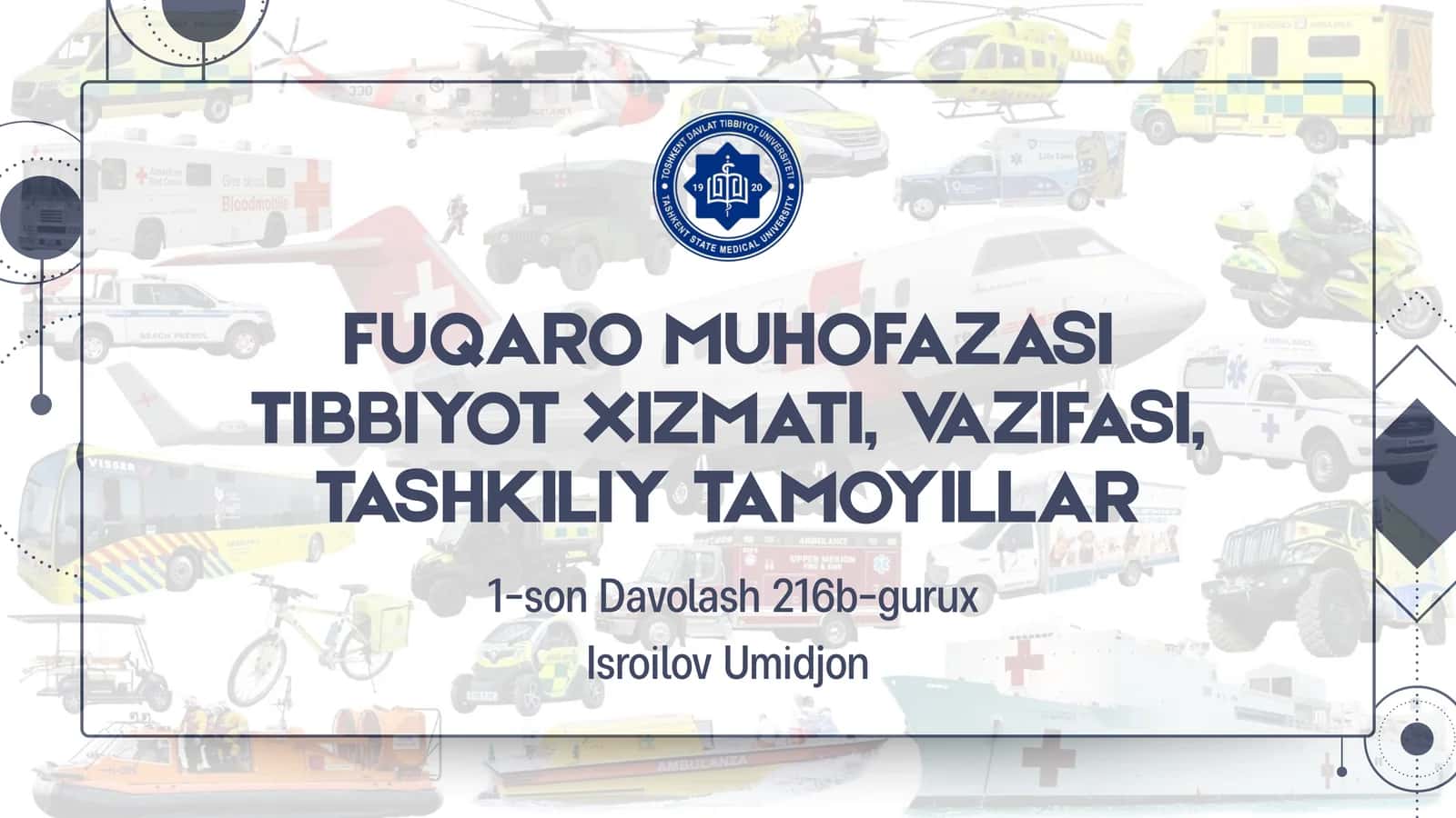 FUQARO MUHOFAZASI TIBBIYOT XIZMATI, VAZIFASI, TASHKILIY TAMOYILLAR 1