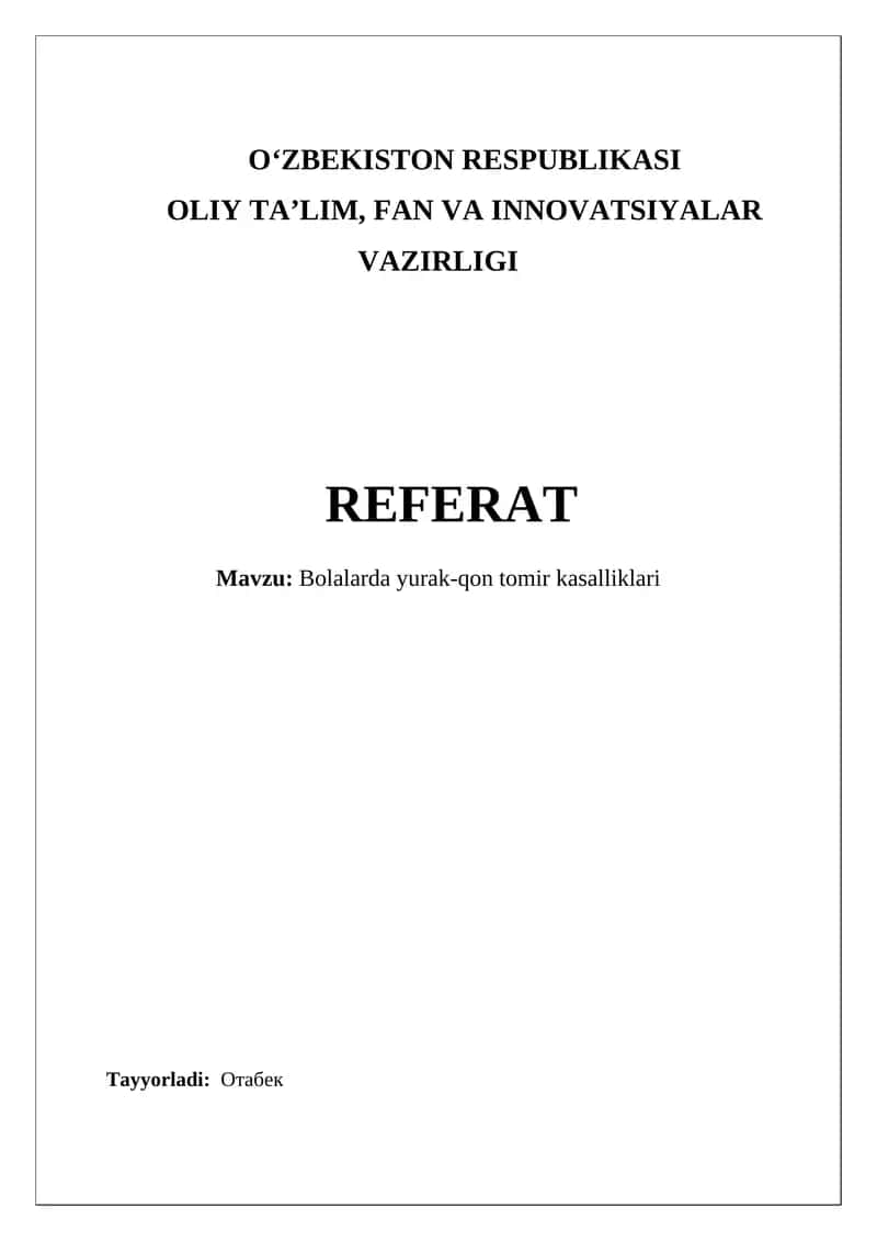 Bolalarda yurak-qon tomir kasalliklari 1