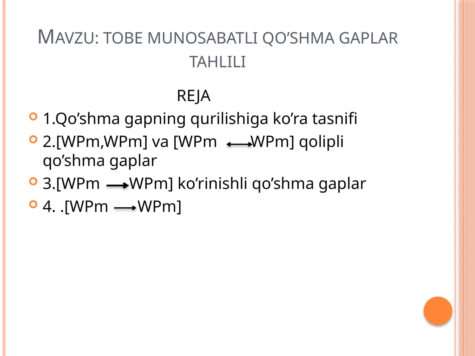 tobe munosabatli qo’shma gaplar tahlili 1