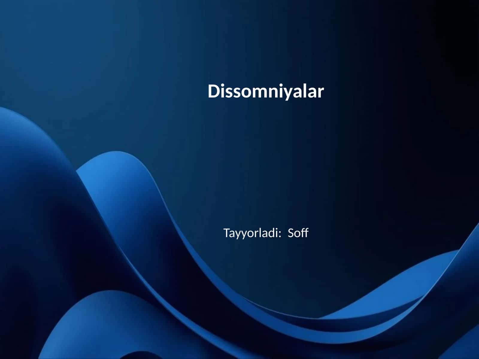 Dissomniyalar 1