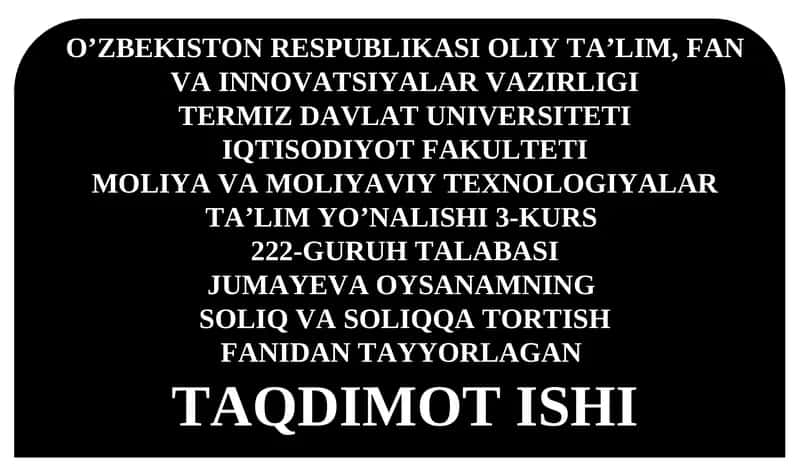 SOLIQ VA SOLIQQA TORTISH TAQDIMOT ISHI 1