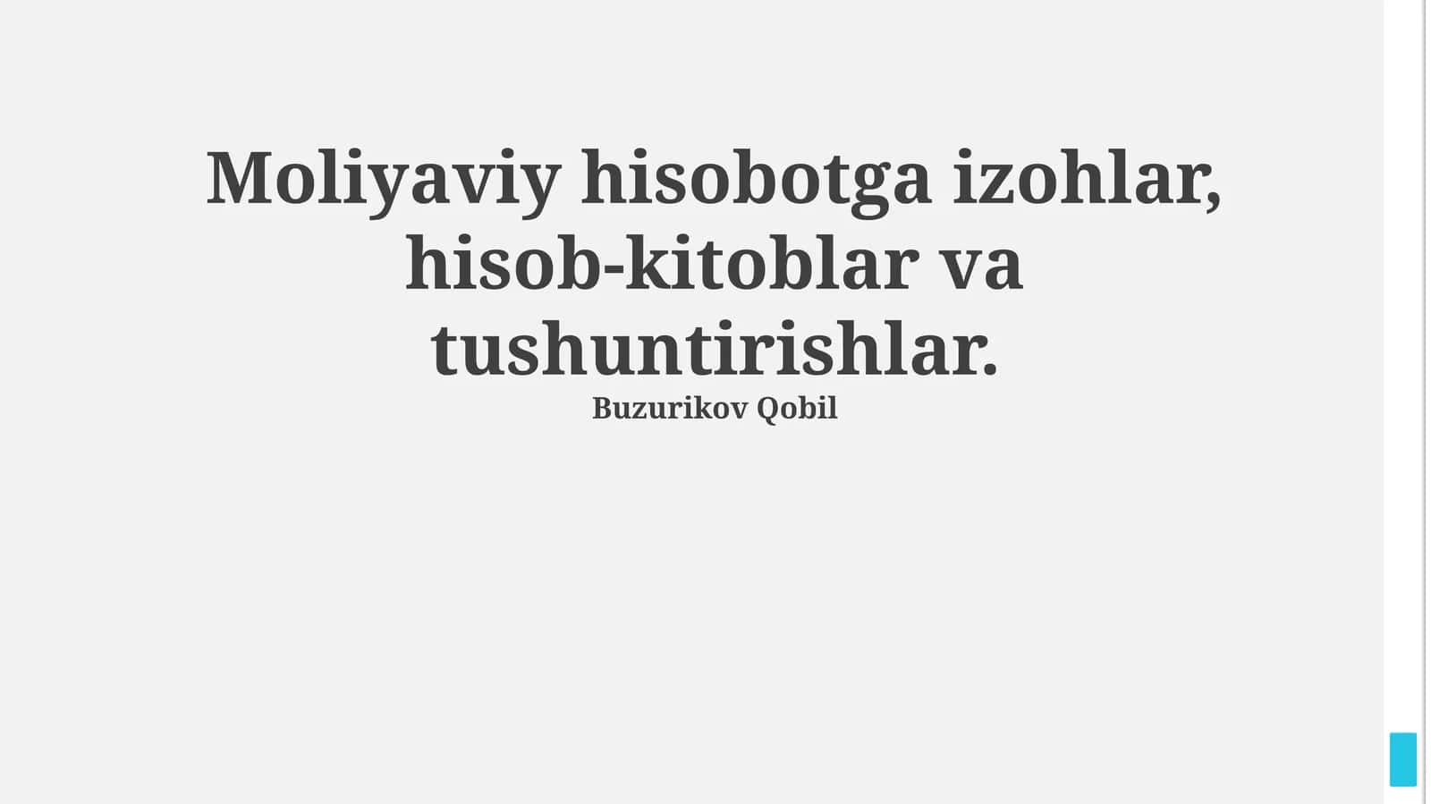 Moliyaviy Hisobotlarga Kirish 1