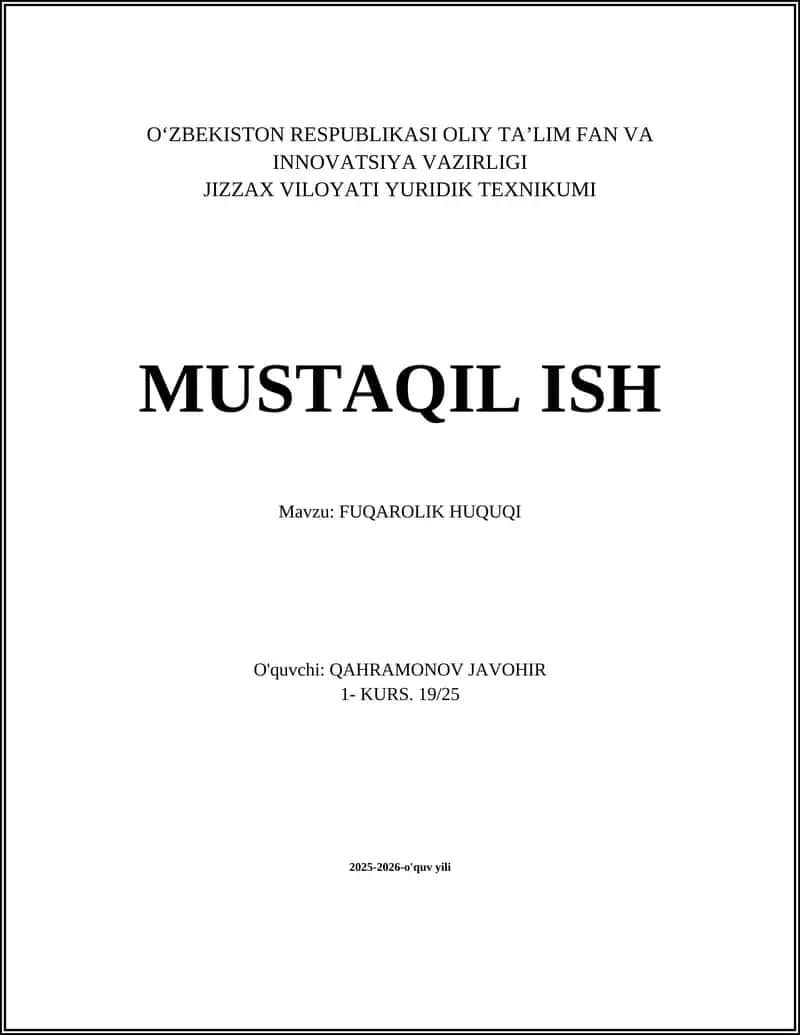 FUQAROLIK HUQUQI 1