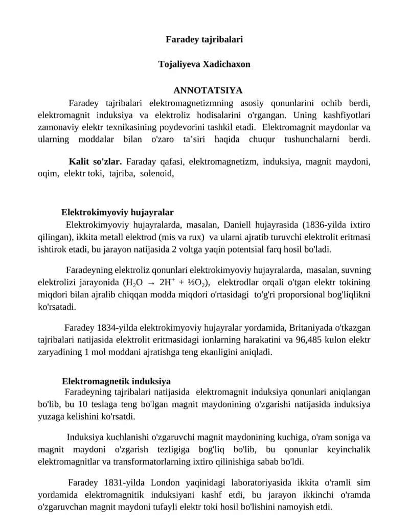 Faradey tajribalari 1
