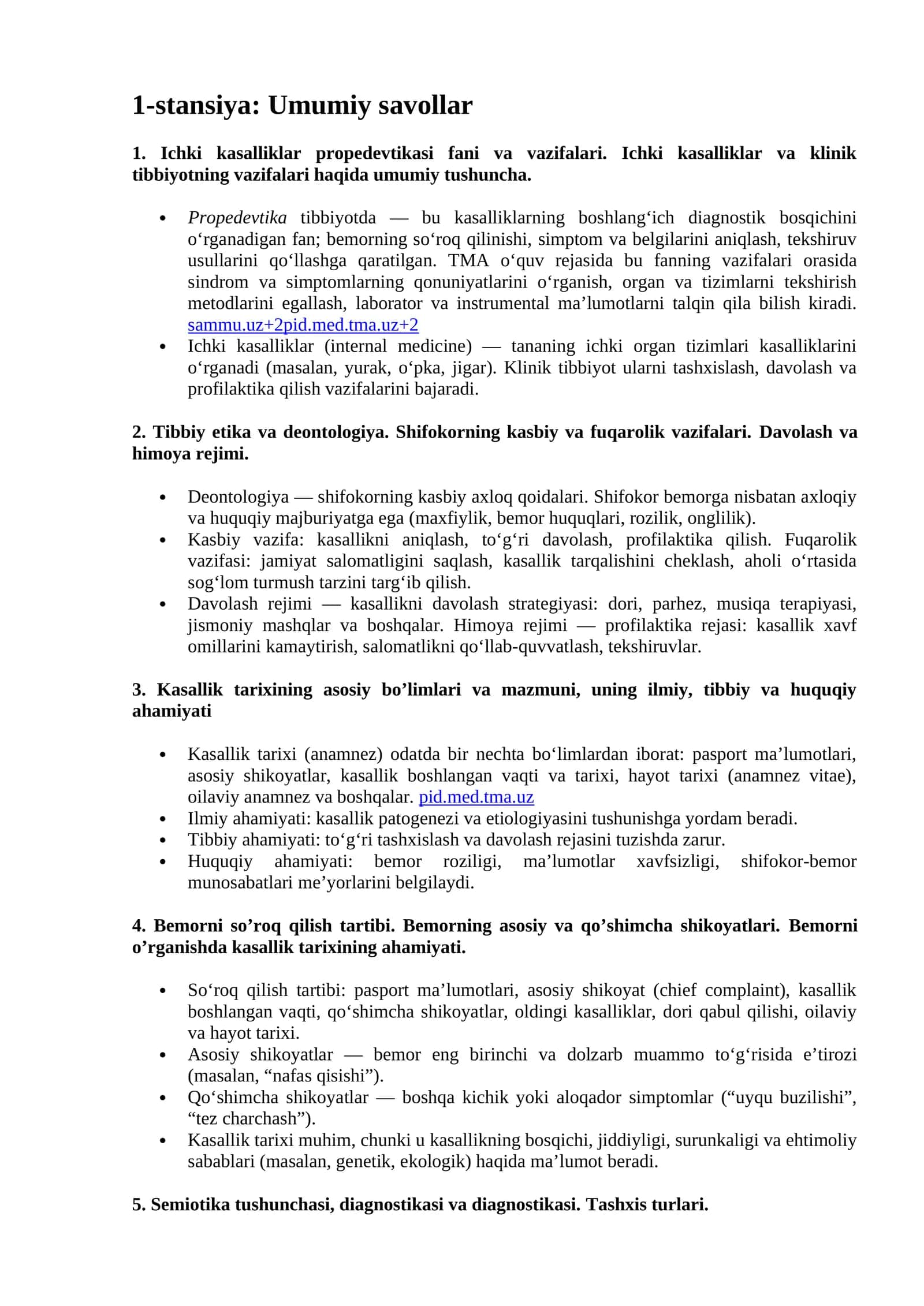 Propedevtika tibbiyot 1