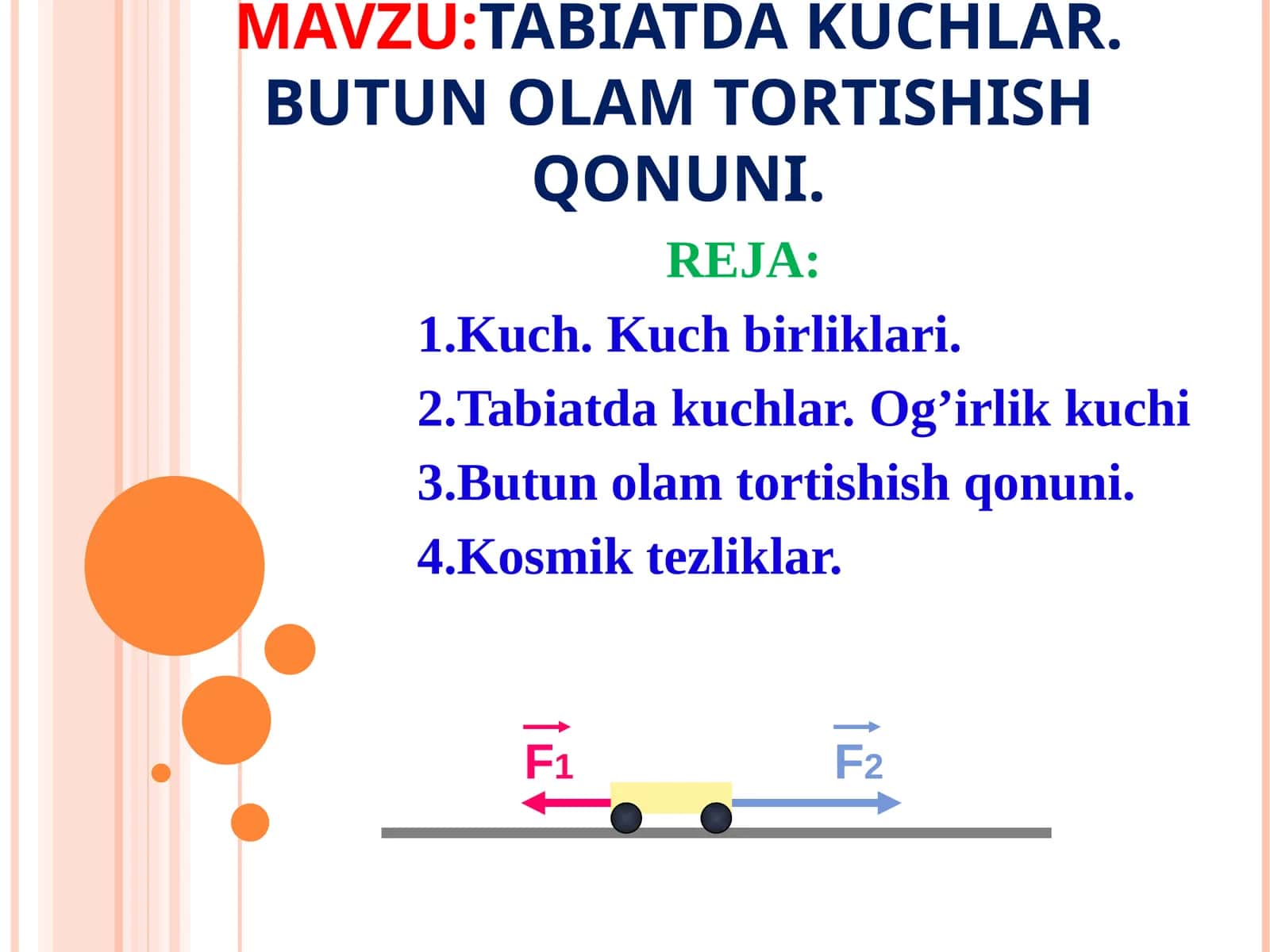 TABIATDA KUCHLAR. BUTUN OLAM TORTISHISH QONUNI 1