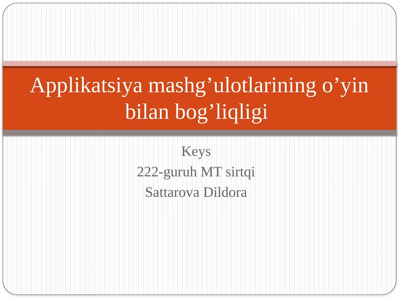 Applikatsiyamashg’ulotlarining o’yin bilan bog’liqligi 1