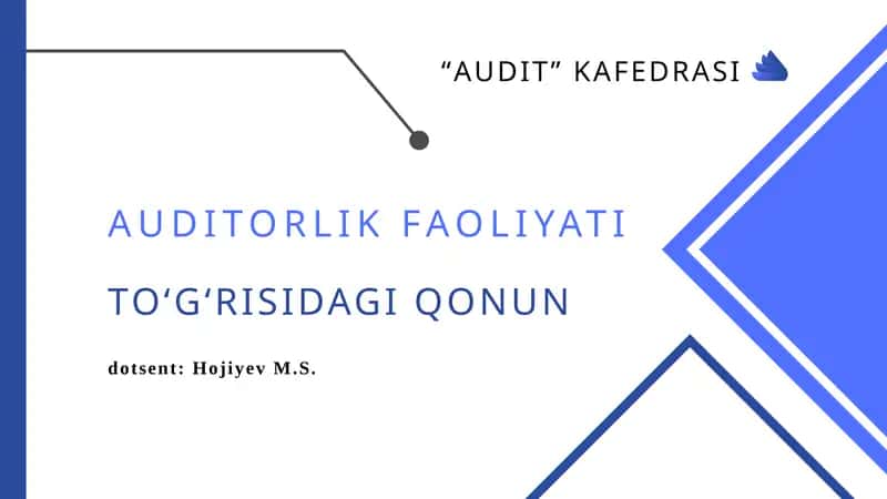 AUDITORLIK FAOLIYATI 1