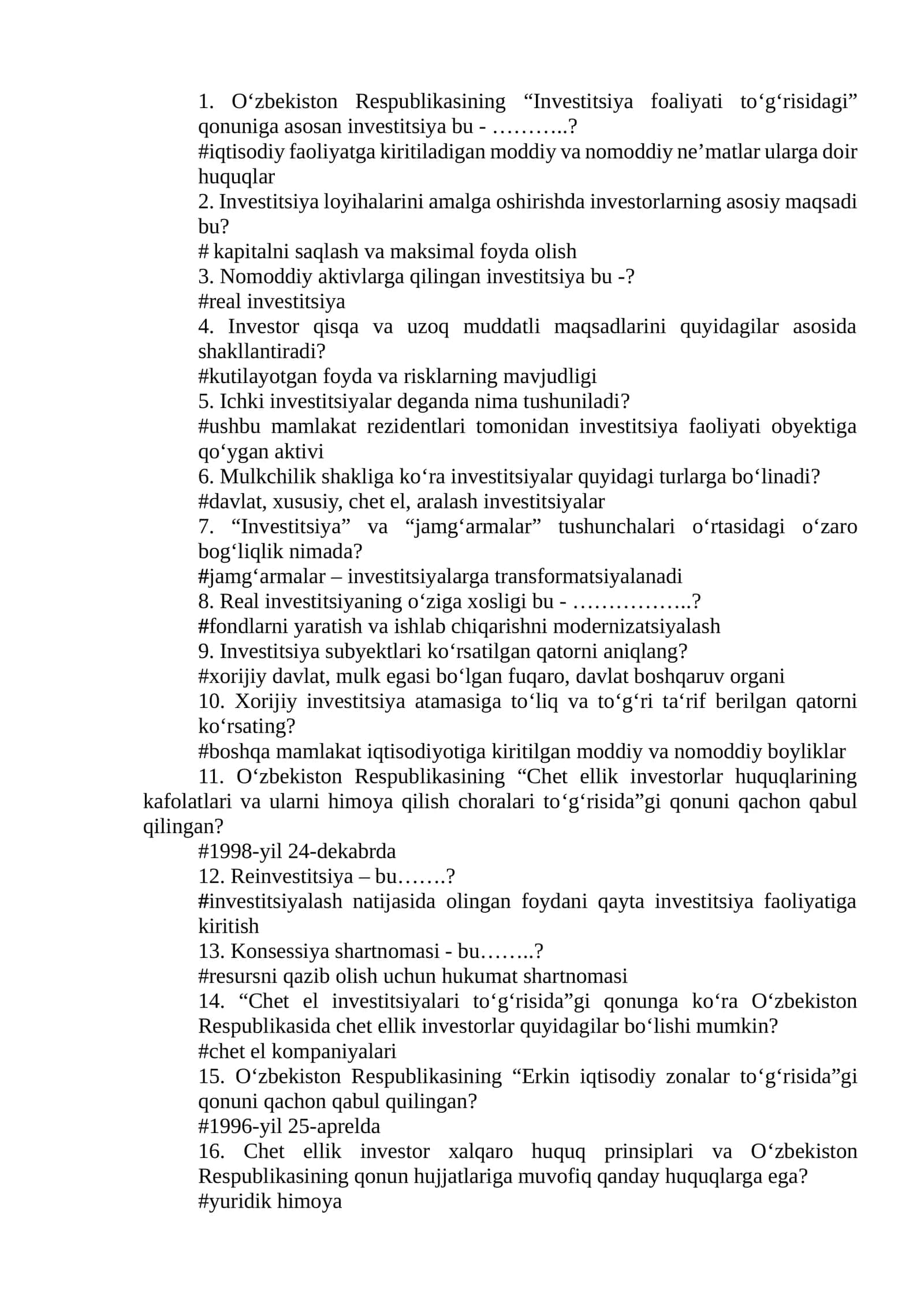 Investitsiya faoliyati 1