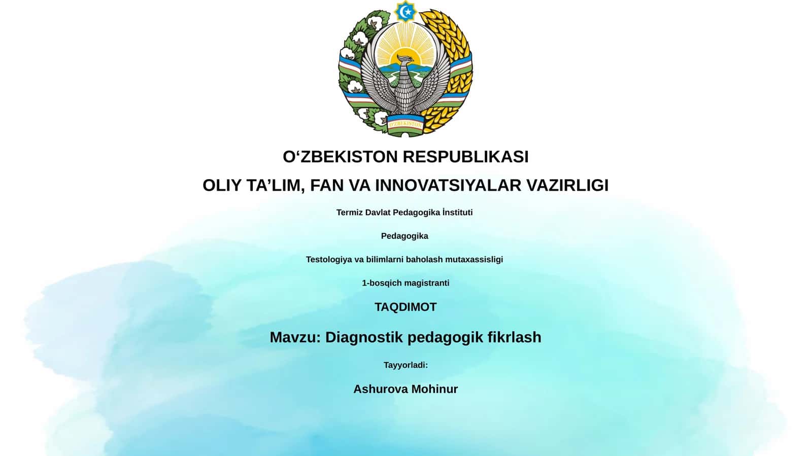 Diagnostik pedagogik fikrlash 1