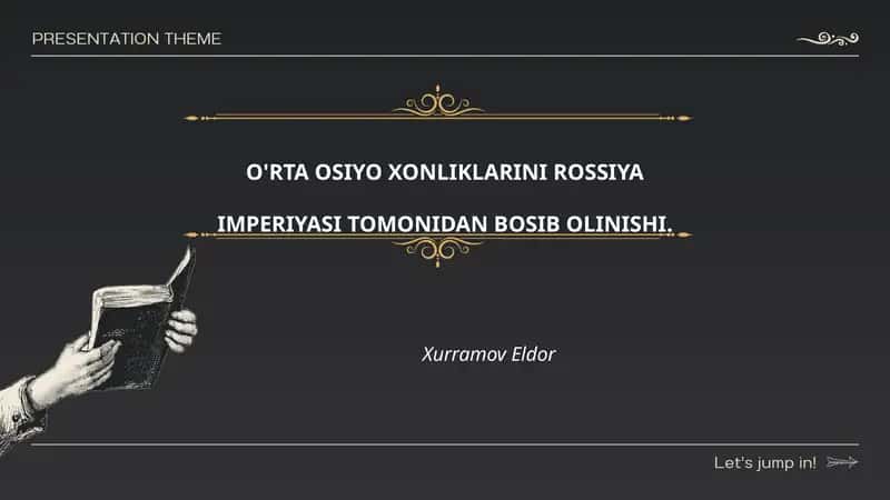 OʻRTA OSIYO XONLIKLARINI ROSSIYAIMPERIYASI TOMONIDAN BOSIB OLINISHI 1