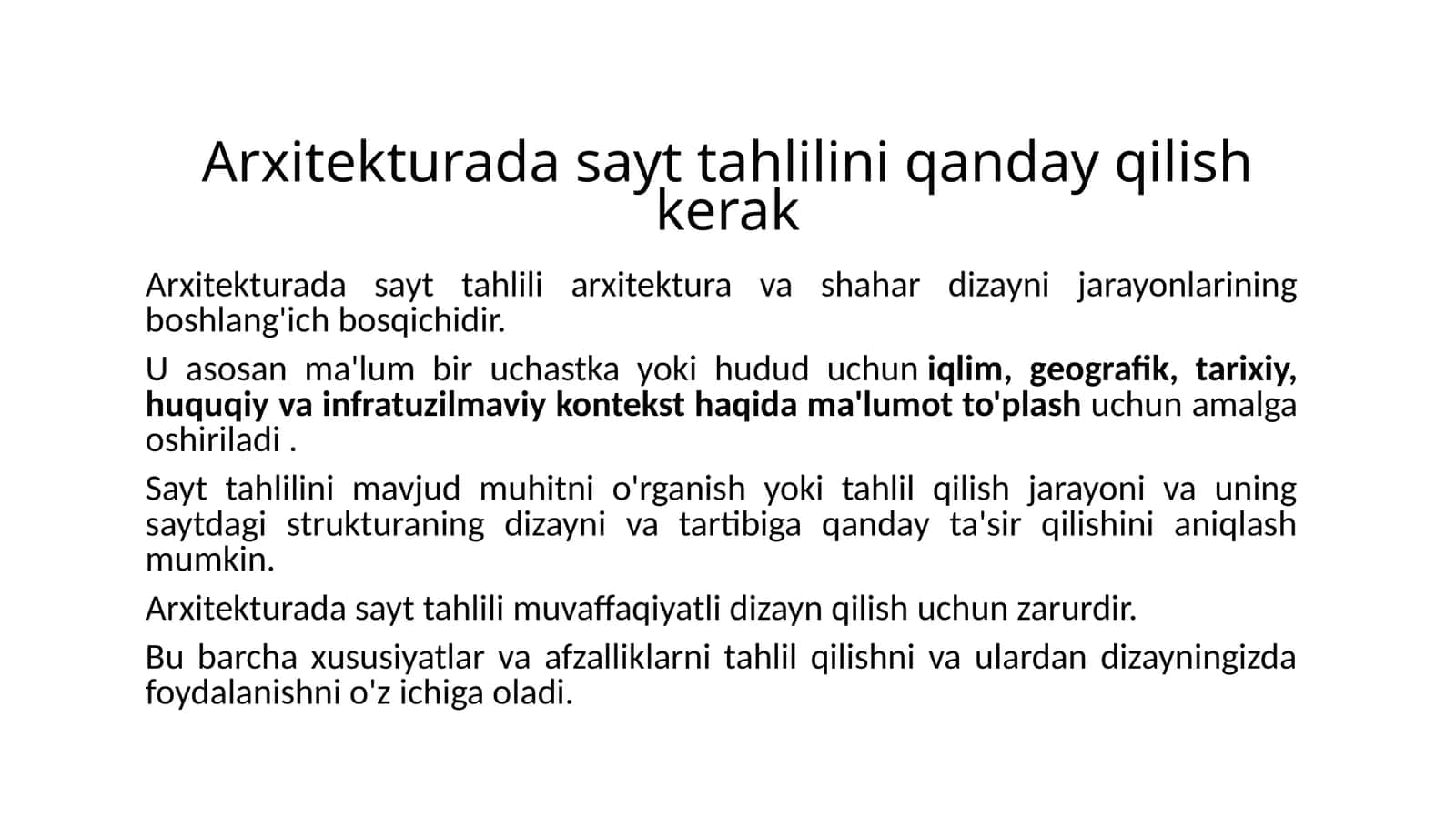 Arxitekturada sayt tahlilini qanday qilish kerak 1