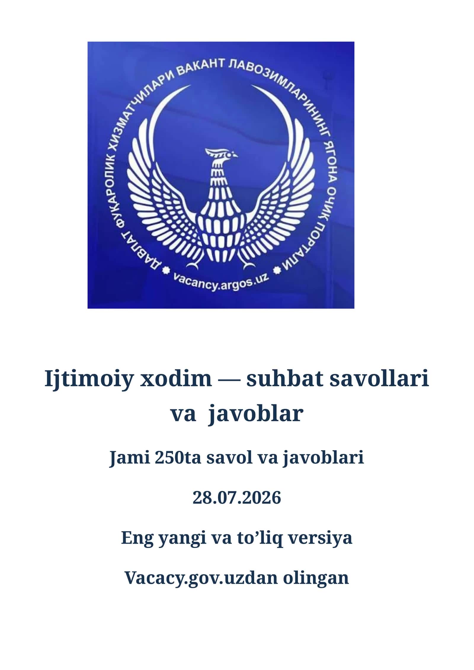 Ijtimoiy hodim suhbat savol va javoblari 28.07.2026 1