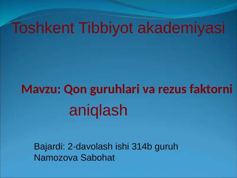 Qon guruhlari va rezus faktorni 1