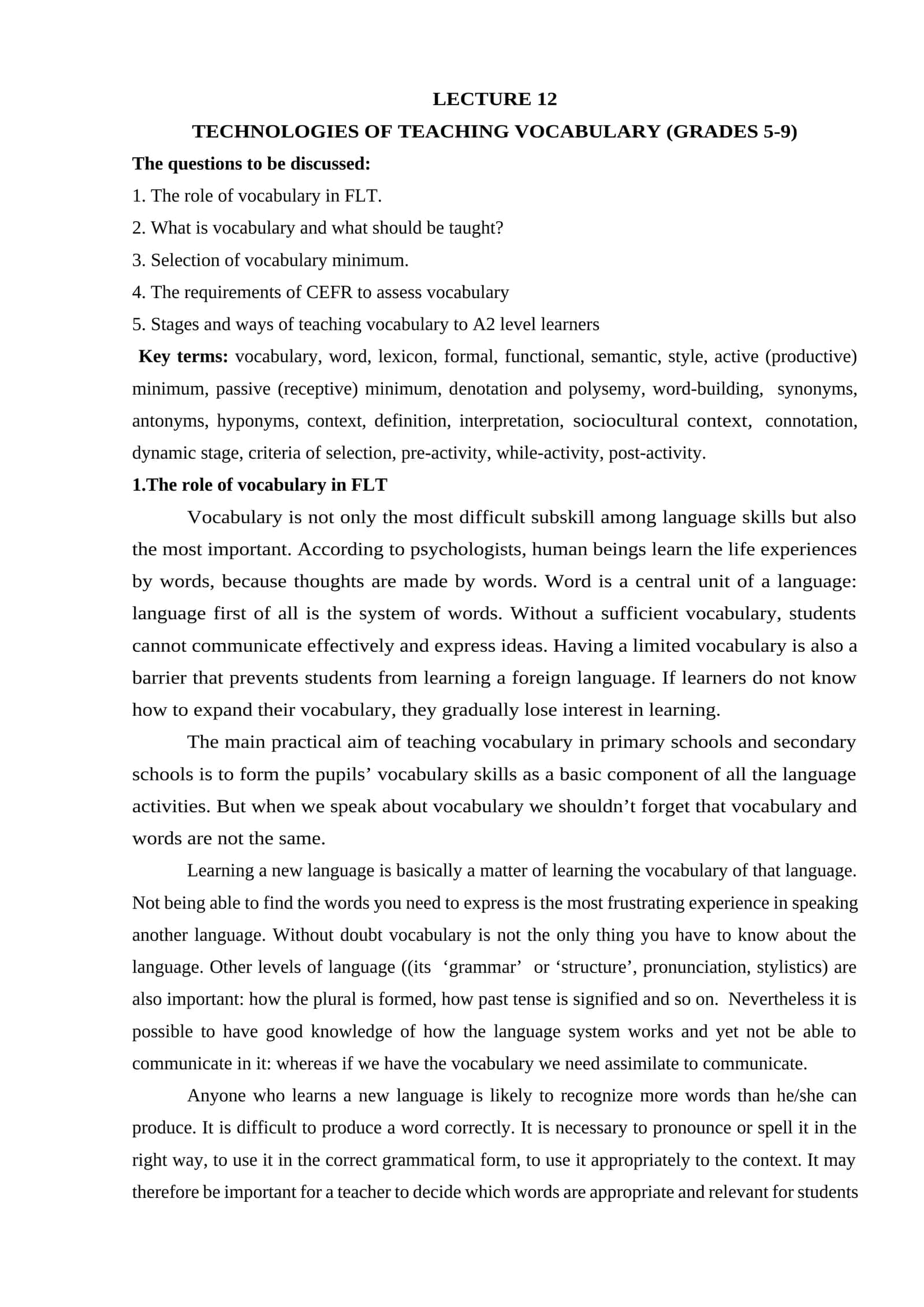 TECHNOLOGIES OF TEACHING VOCABULARY (GRADES 5-9) 1