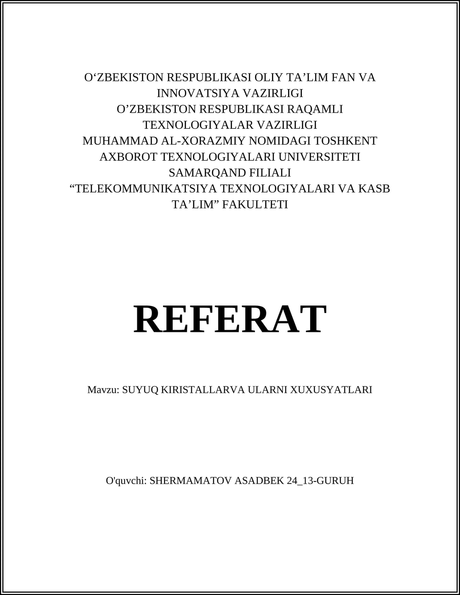SUYUQ KIRISTALLARVA ULARNI XUXUSYATLARI 1