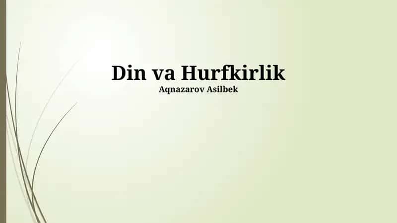 Din va Hurfkirlik 1