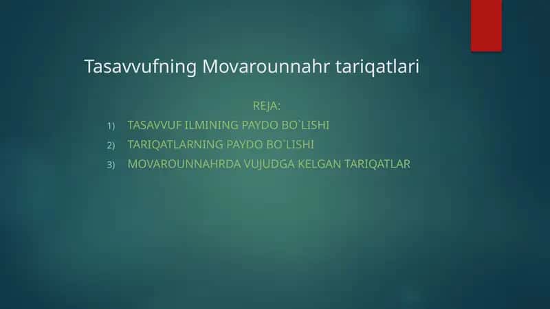 Tasavvufning Movarounnahri tariqatlari 1
