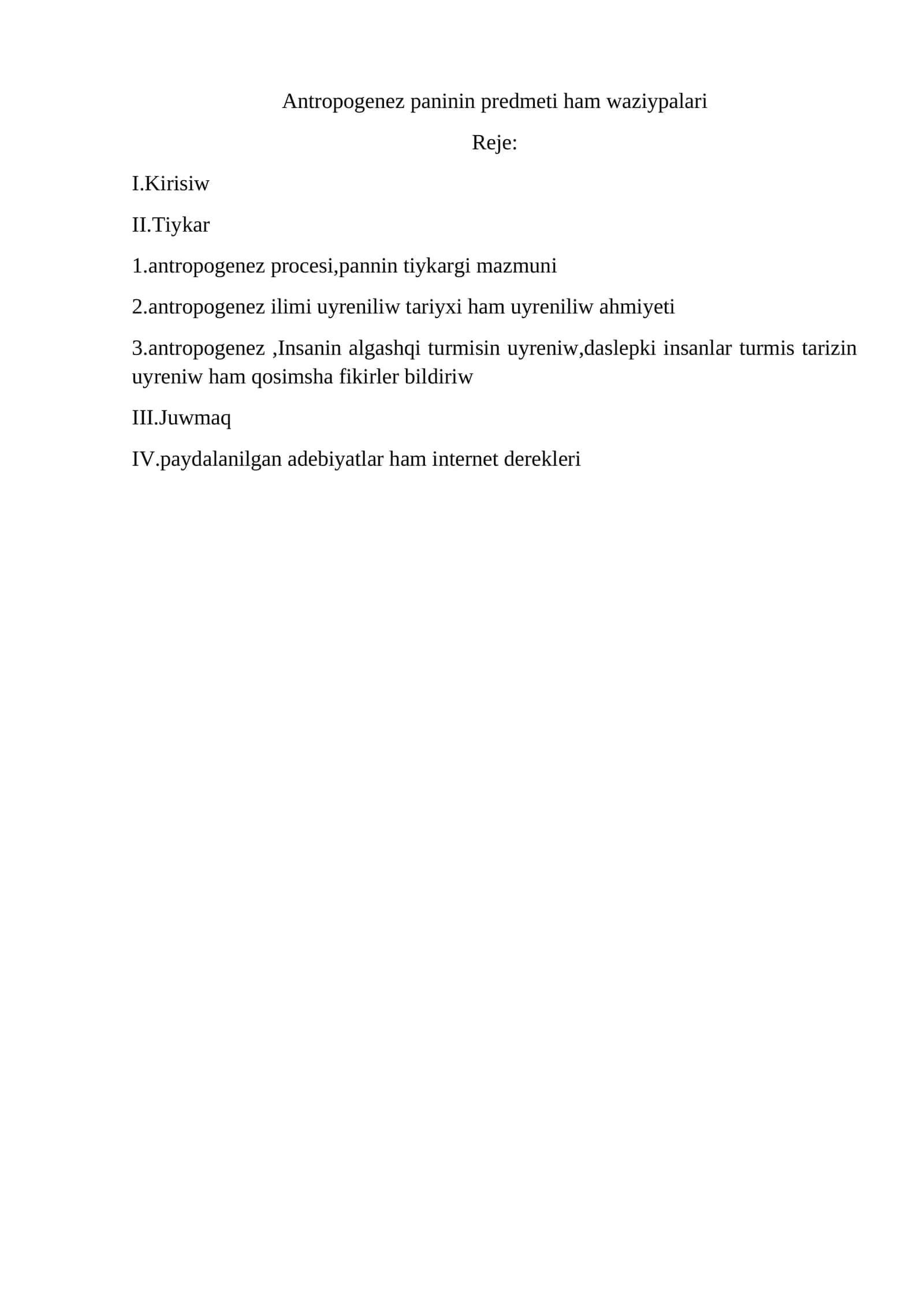 Antropogenez paninin predmeti ham waziypalari 1