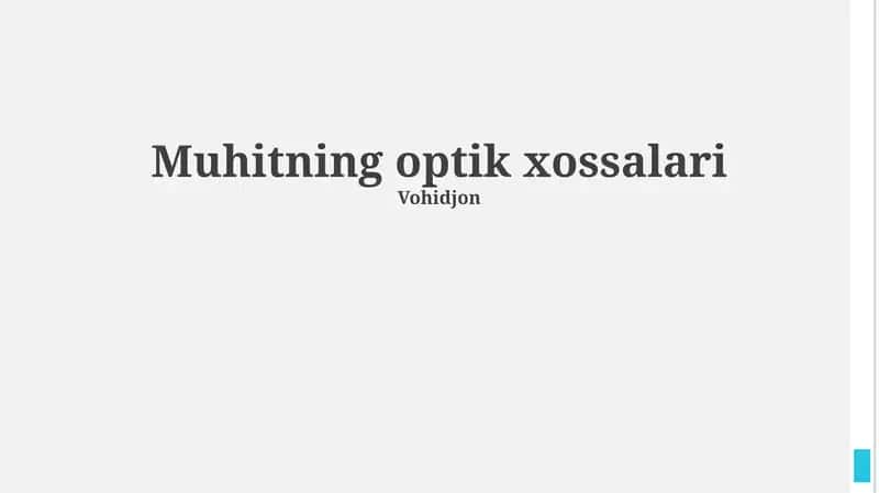 Muhitning optik xossalari 1