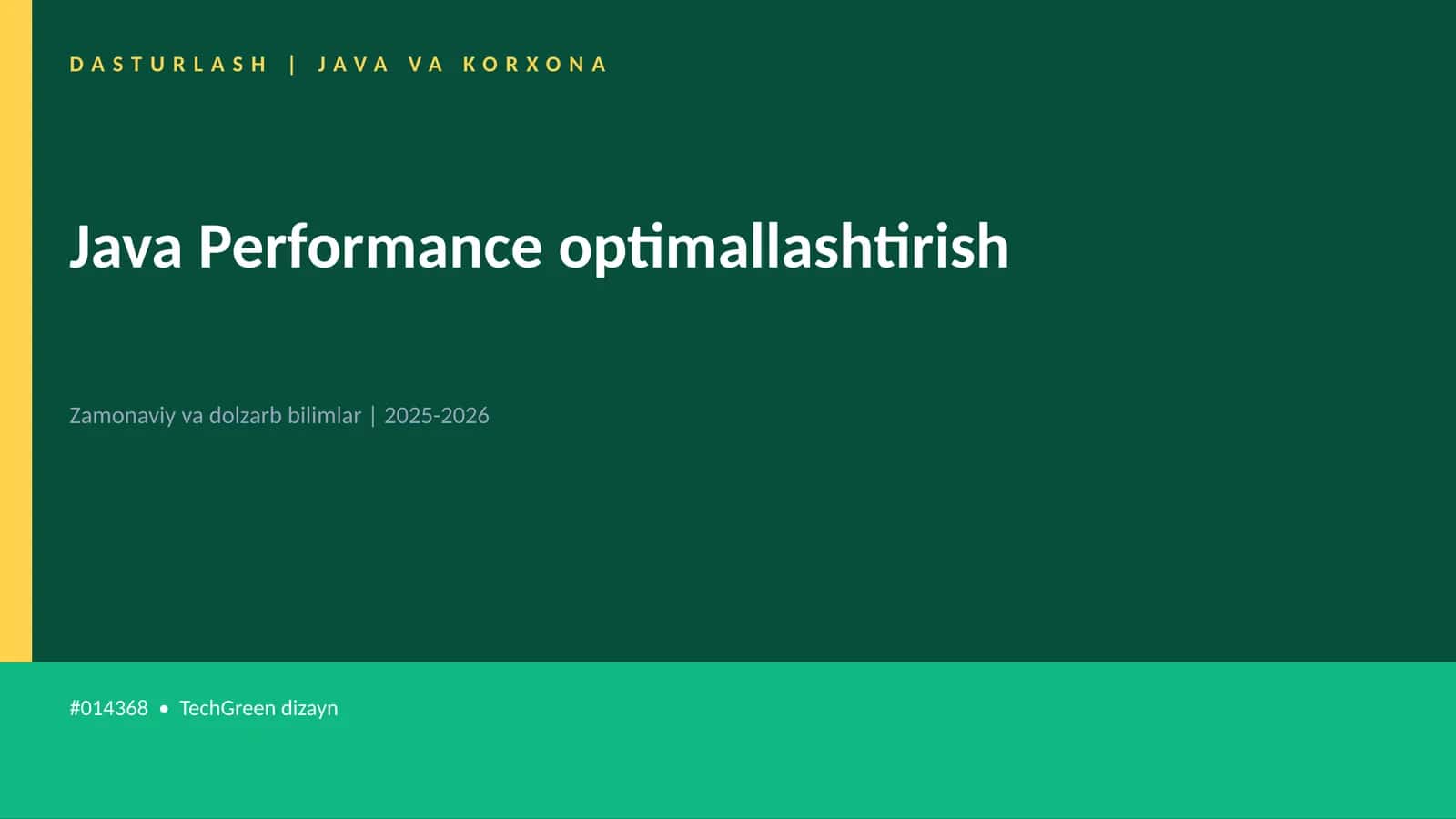 Java Performance optimallashtirish 1
