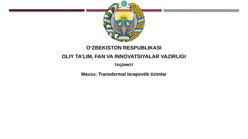 Transdermal terapevtik tizimlar 1