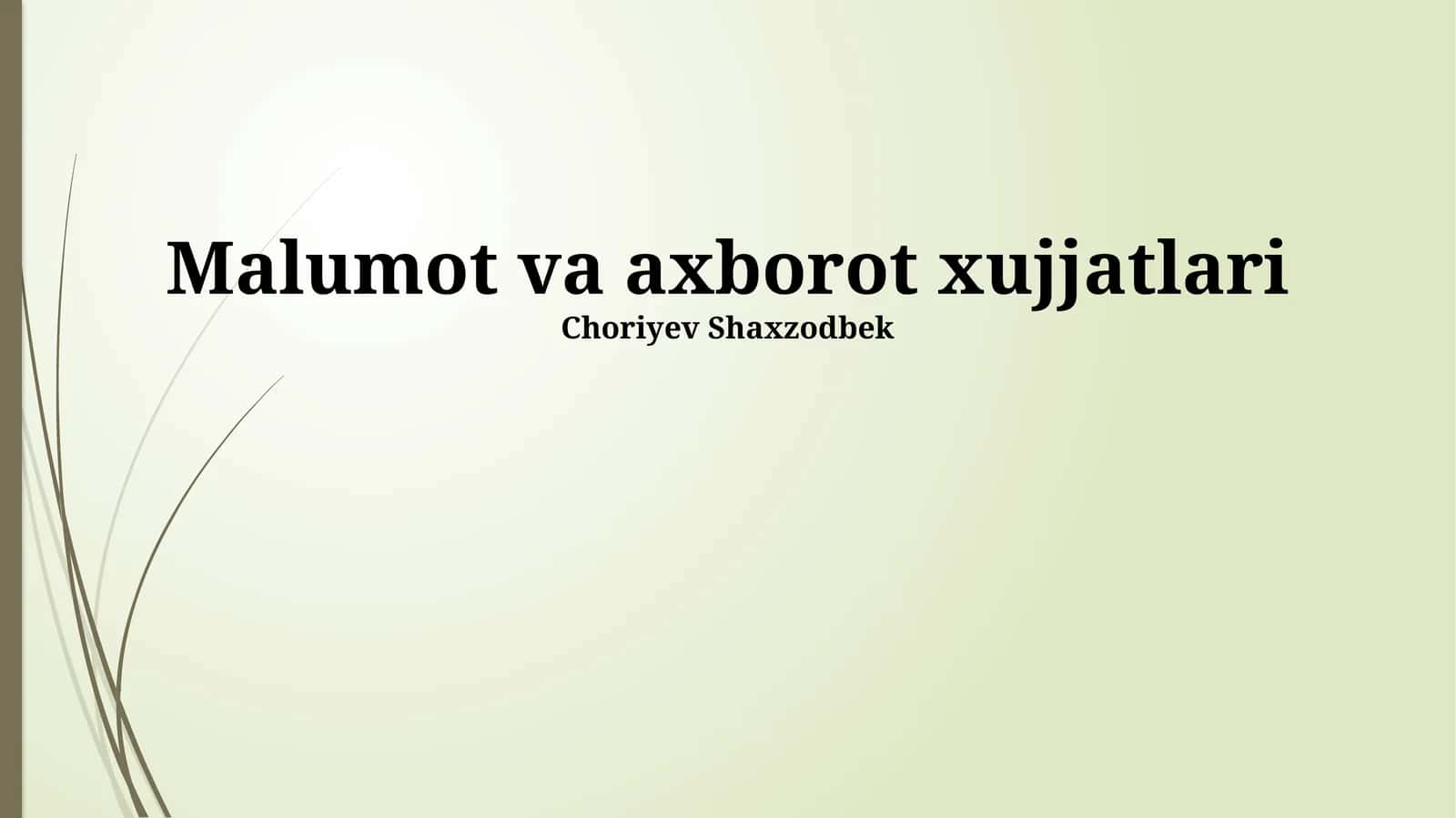 Ma'lumotlar va Axborot Hujjatlari 1