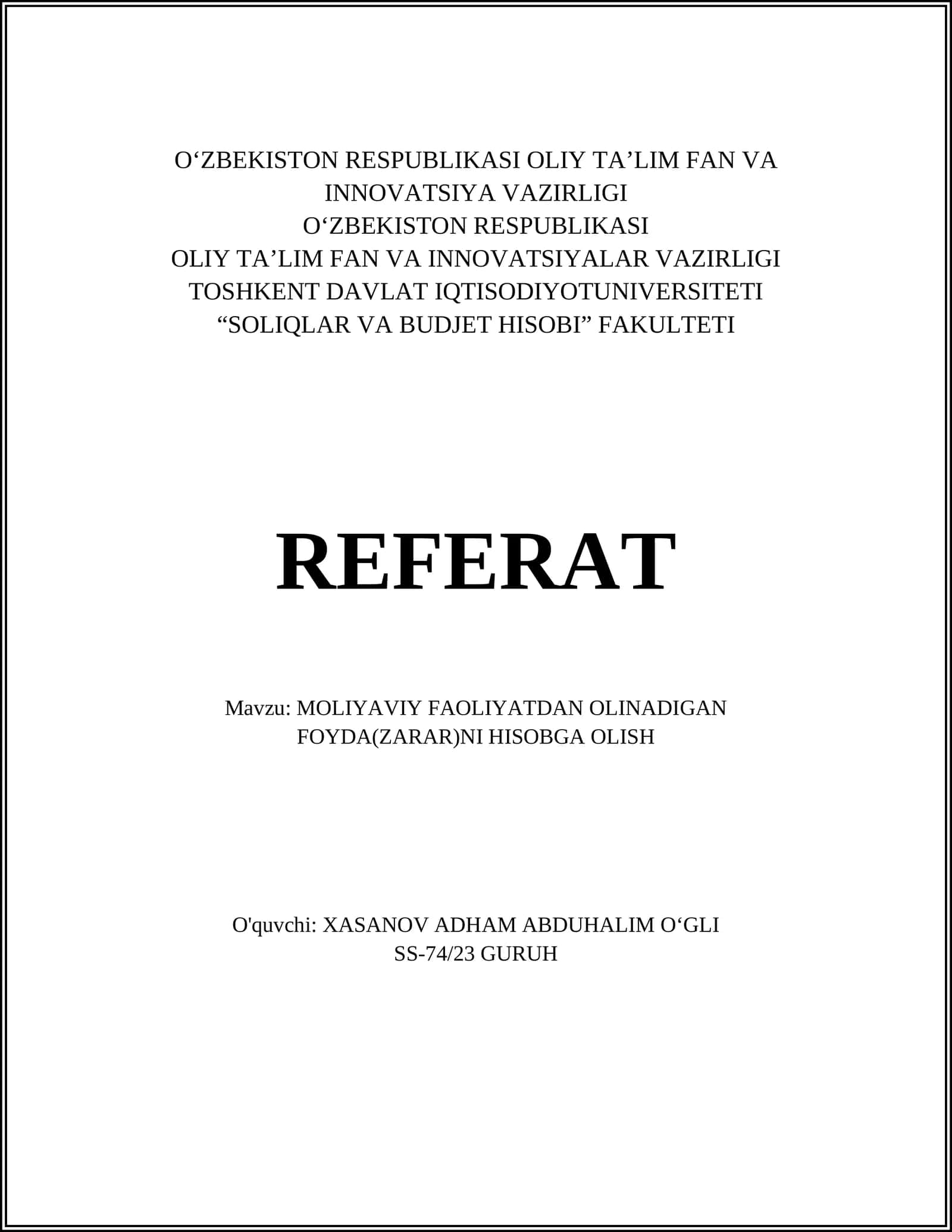 Olinadigan foyda tushunchasi 1
