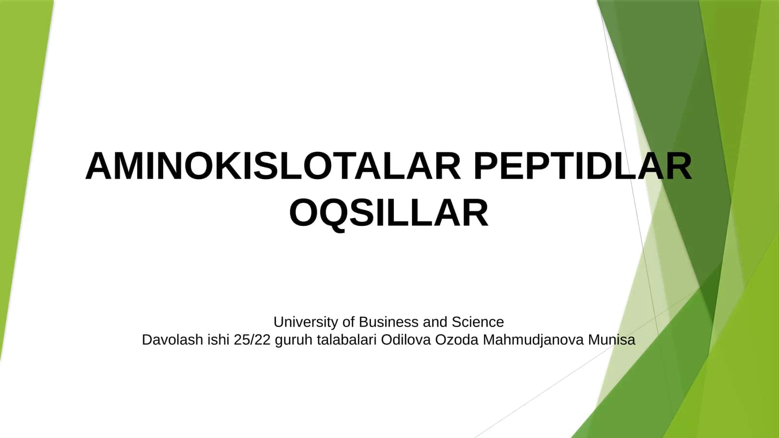 Aminokislotalar peptidlar oqsillar 1