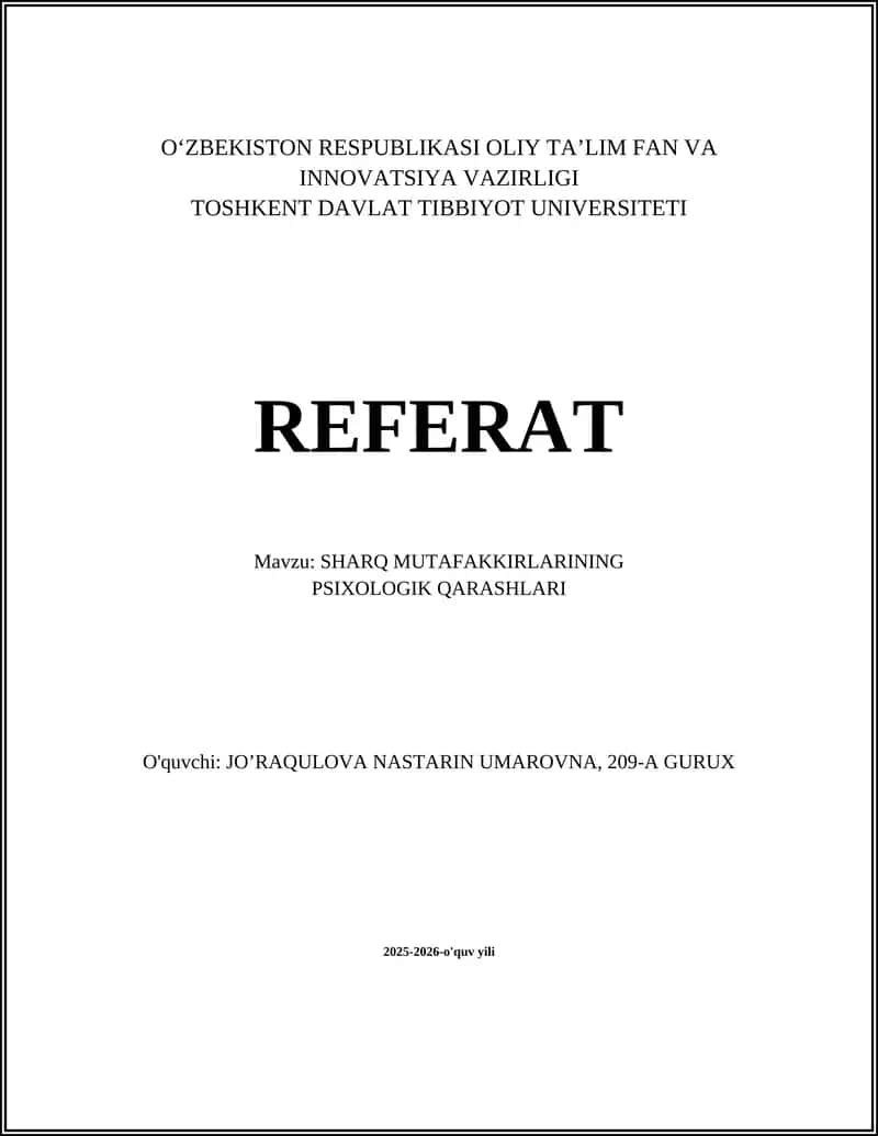 SHARQ MUTAFAKKIRLARINING PSIXOLOGIK QARASHLARI 1