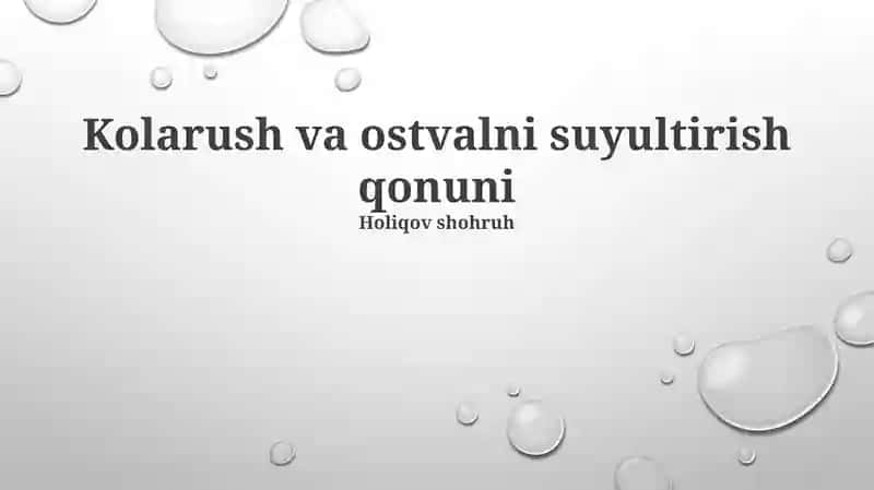 Kolarush va Ostvald suyultirish qonuni