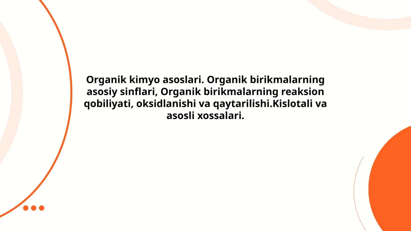 Organik kimyo asoslari 1