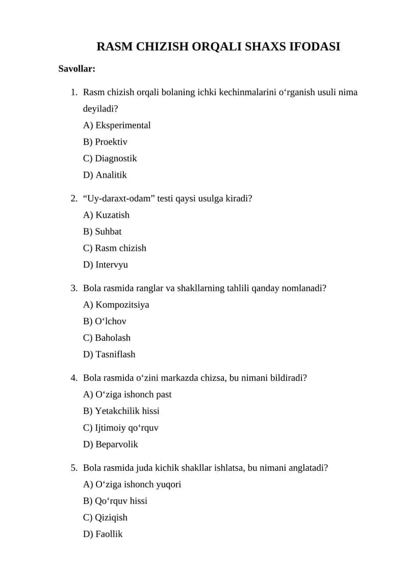 Rasm Chizish Orqali Shaxs Ifodasi 1