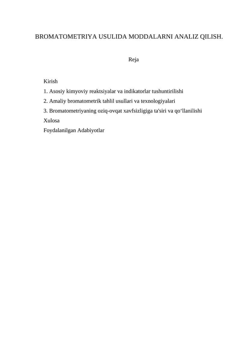 Bromatometriya Usulida Moddalar Tahlili 1