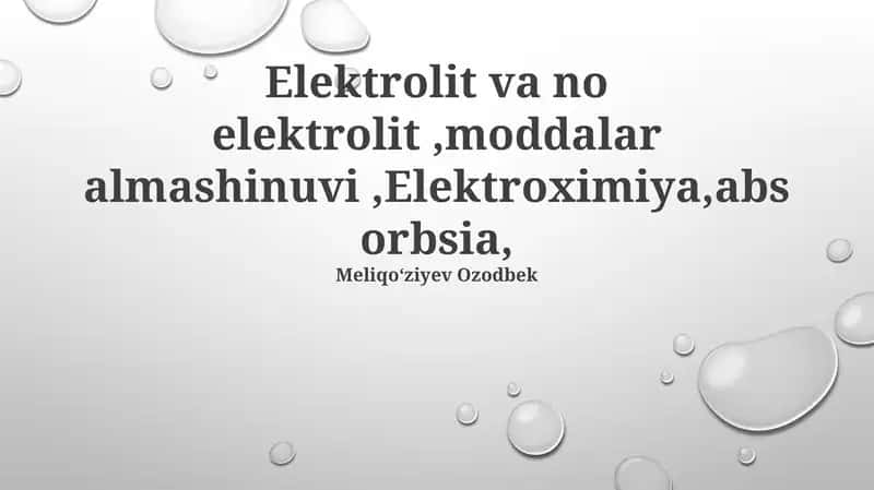 Elektrolitlar va Non-elektrolitlar 1