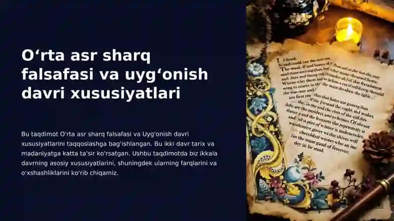 Oʻrta asr sharq falsafasi va uygʻonish davri xususiyatlari