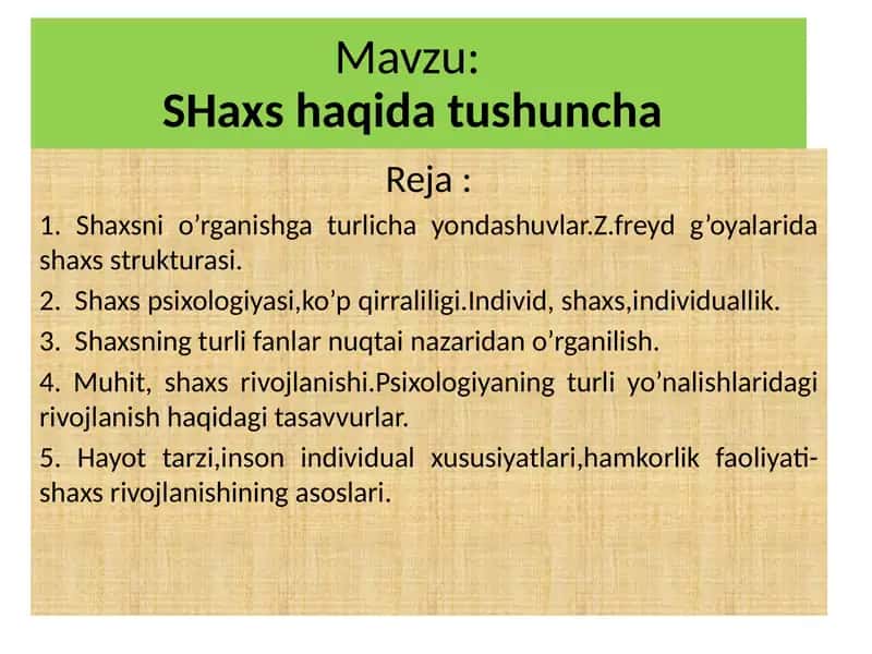 SHaхs haqidatushuncha 1
