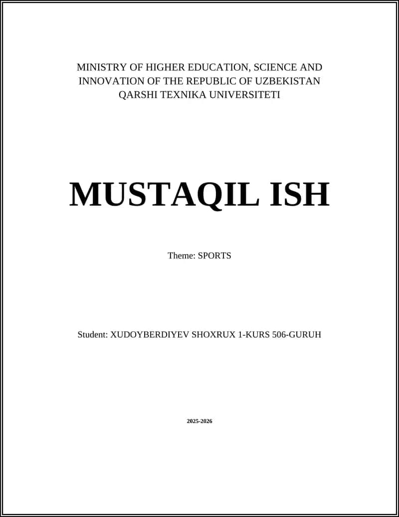 MUSTAQIL ISH Theme: SPORTS 1