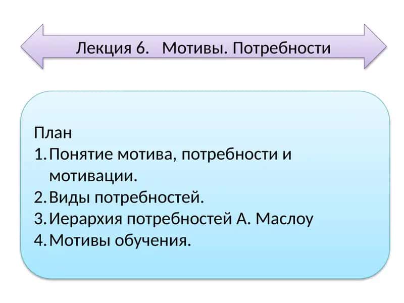 Лекция 6. Мотивы.Потребности 1