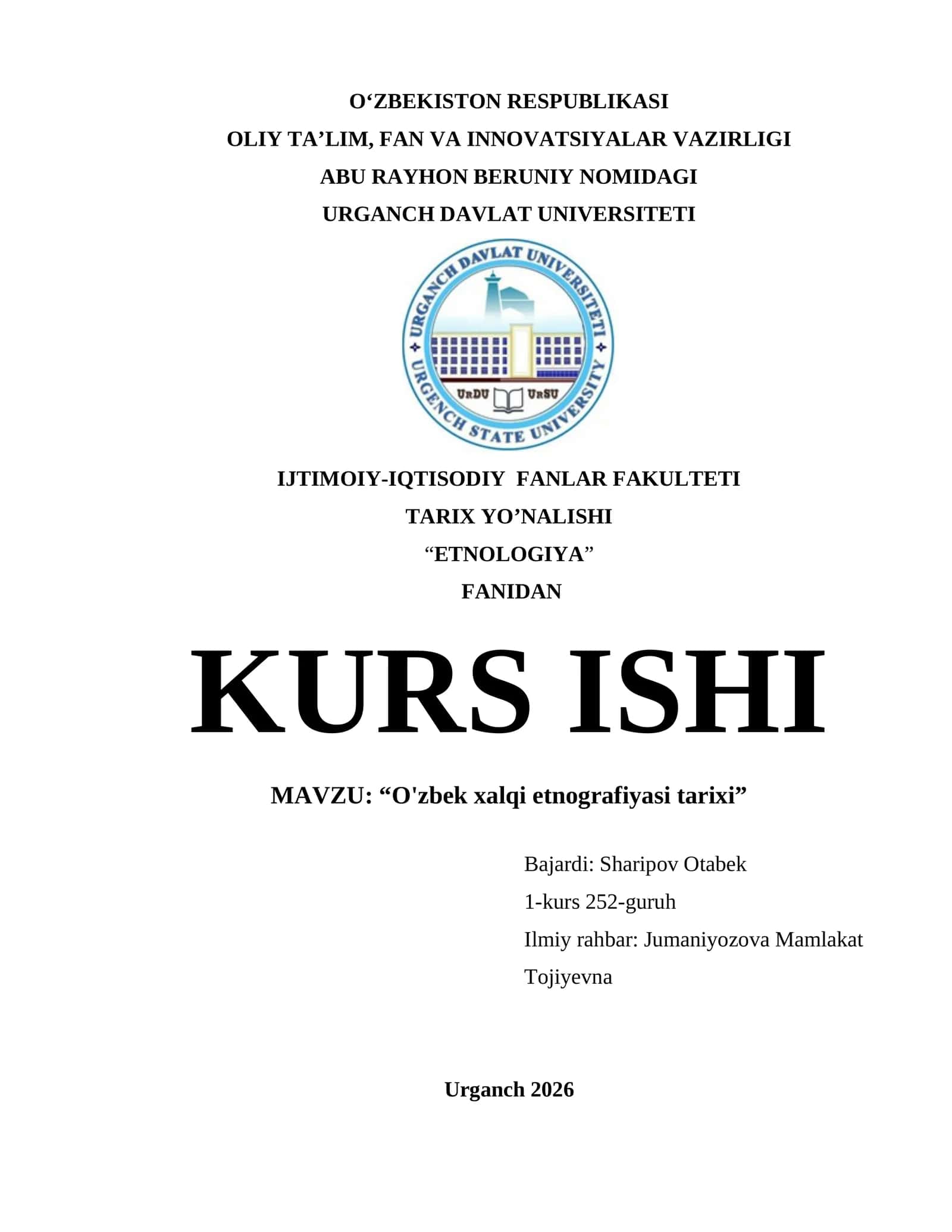 O'zbek xalqi etnografiyasi tarixi 1