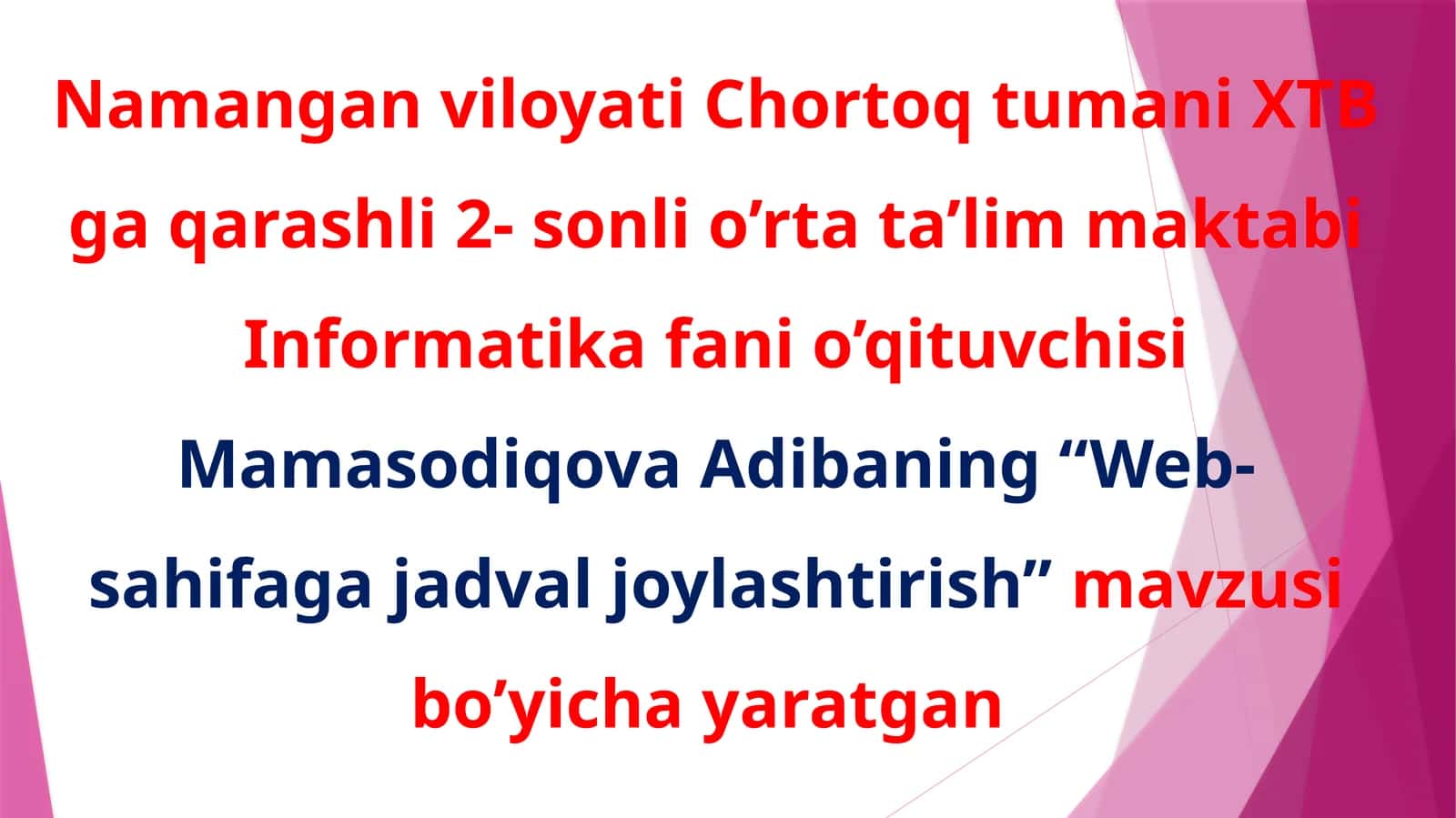 Web-sahifaga jadval joylashtirish 1