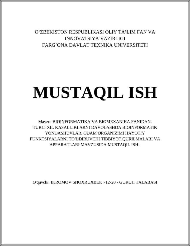 BIOINFORMATIKA VA BIOMEXANIKA FANIDAN 1