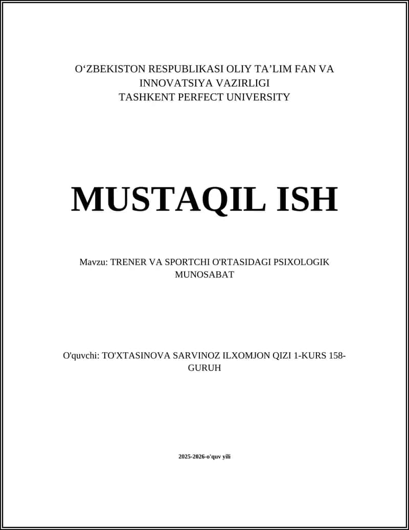 TRENER VA SPORTCHI O'RTASIDAGI PSIXOLOGIK MUNOSABAT 1