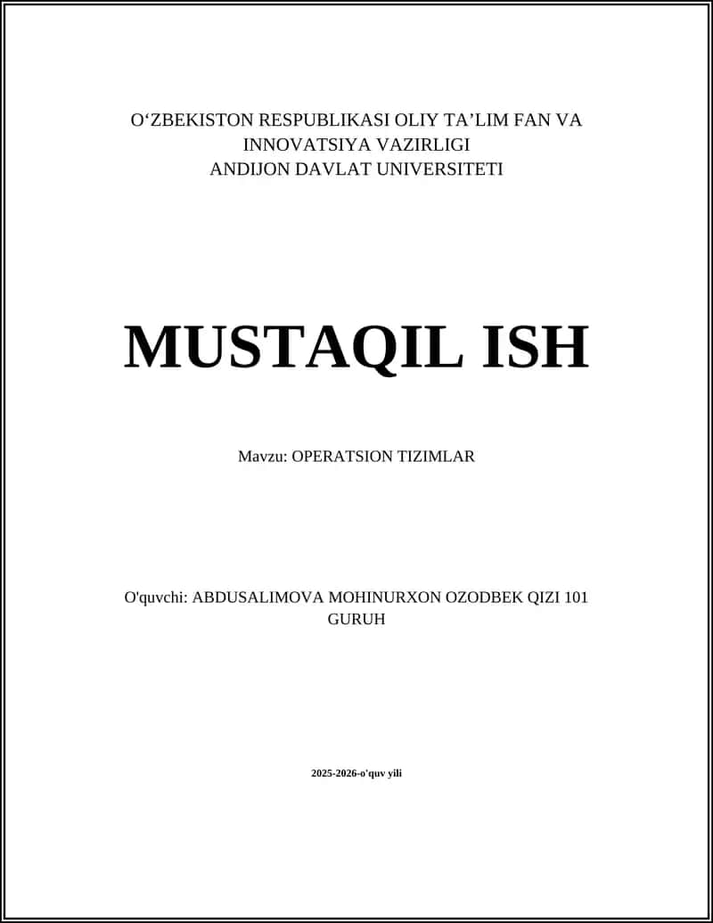 OPERATSION TIZIMLAR 1