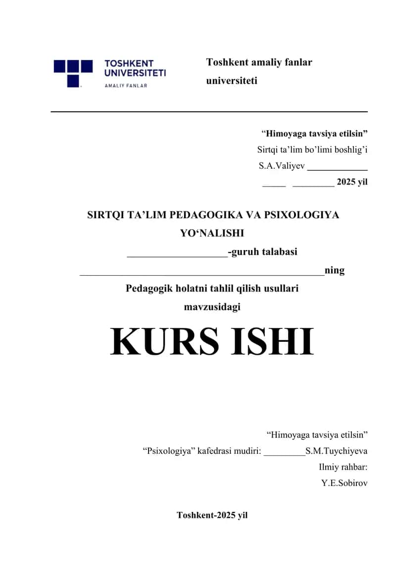 Pedagogik holatni tahlil qilish usullari 1