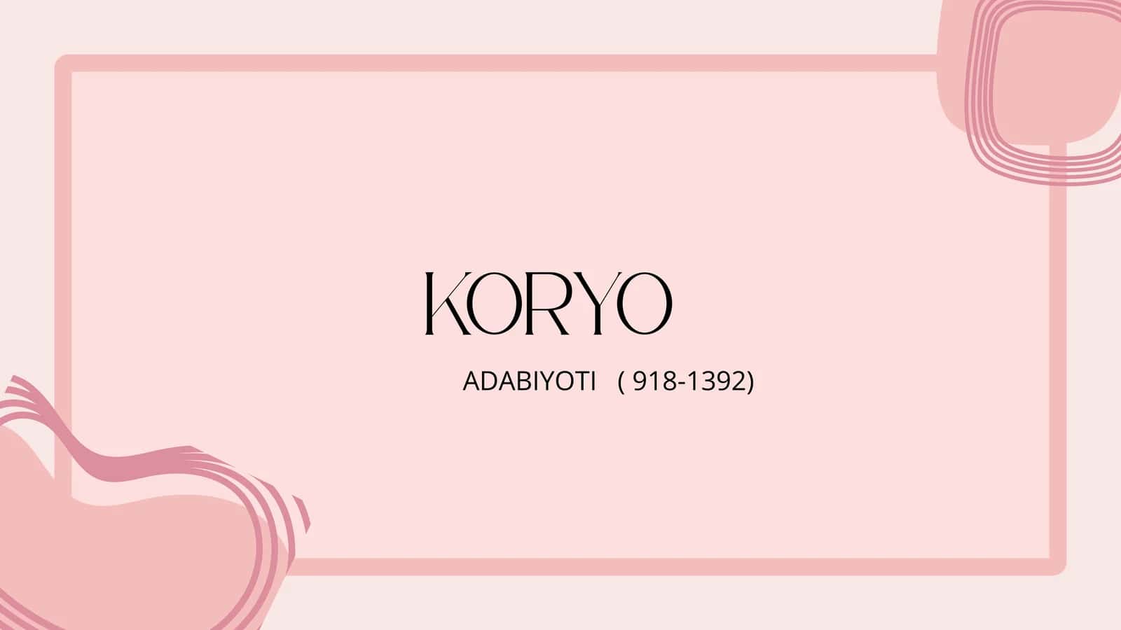 KORYO ADABIYOTI ( 918-1392) 1