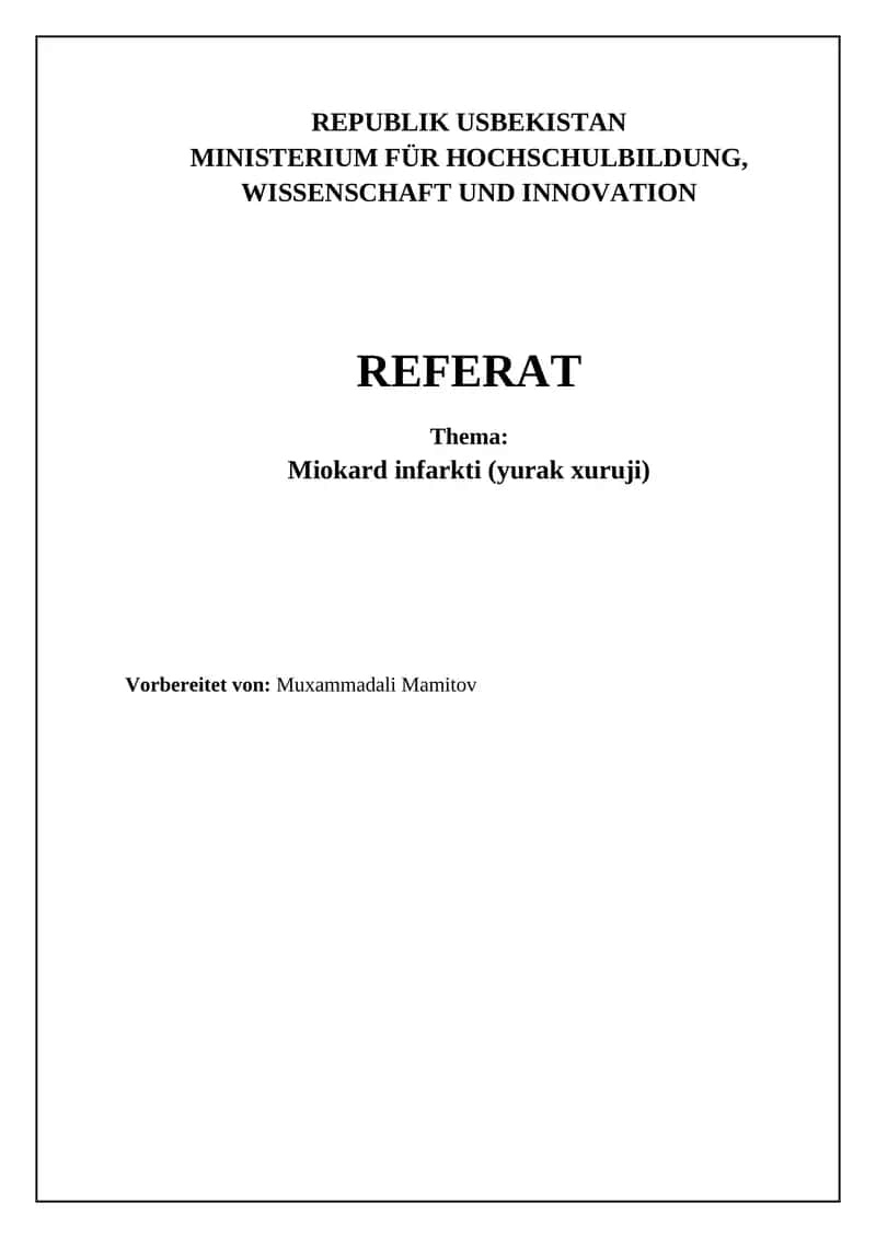 Miokard infarkti (yurak xuruji) 1
